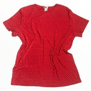 VINTAGE SPS USA Red and White Polka Dot Short Sleeve Stretch Tee